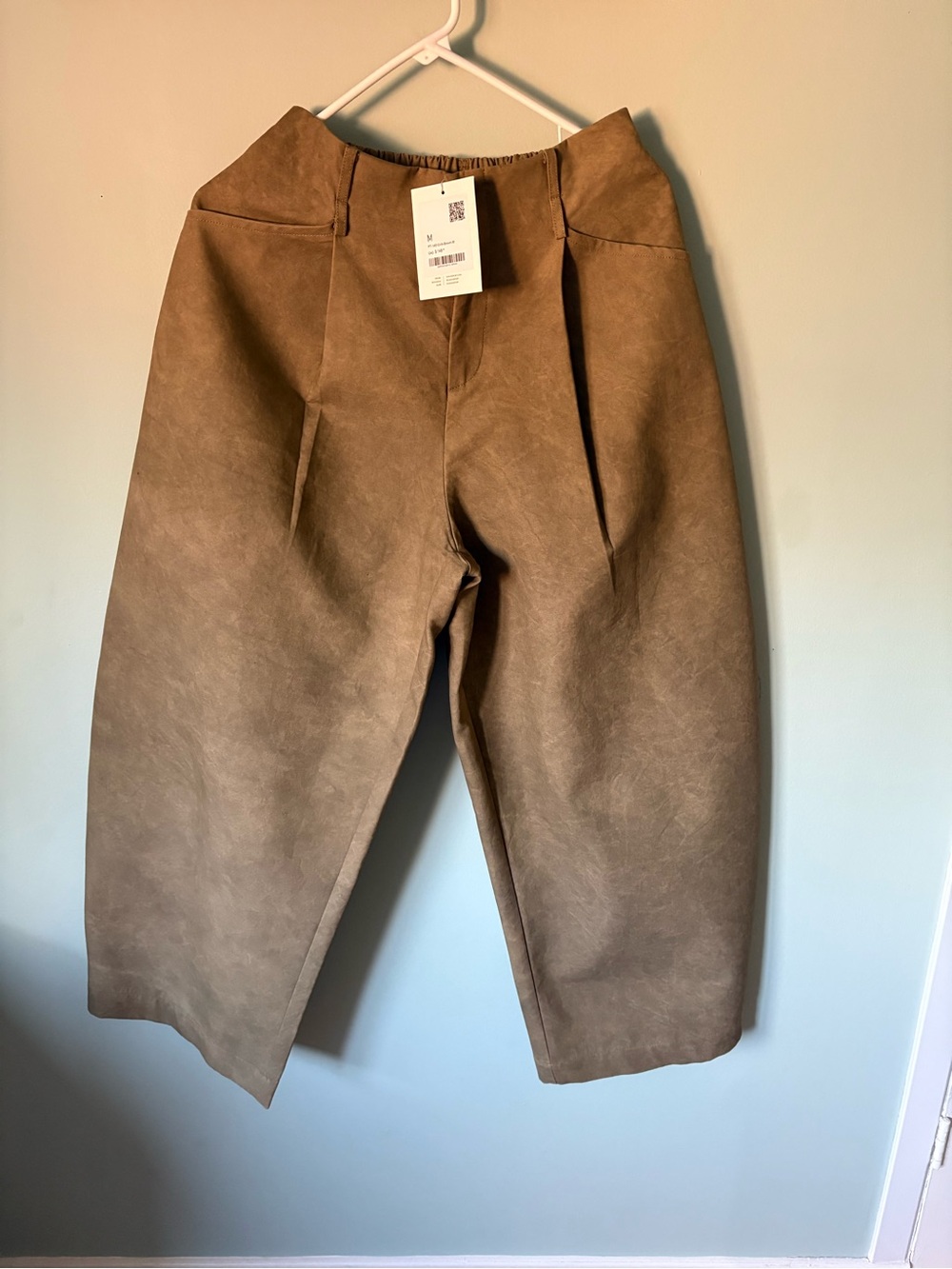 OAK + FORT Olive-Tan High-Waist Wide-Leg Pants